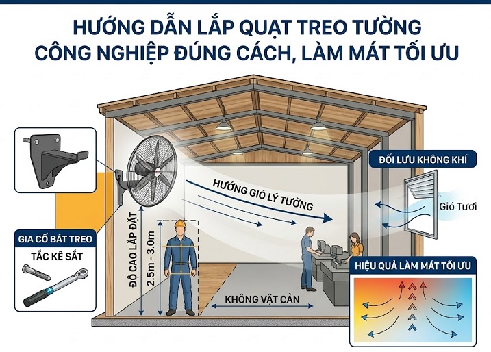 hướng dẫn lắp quạt treo tường 