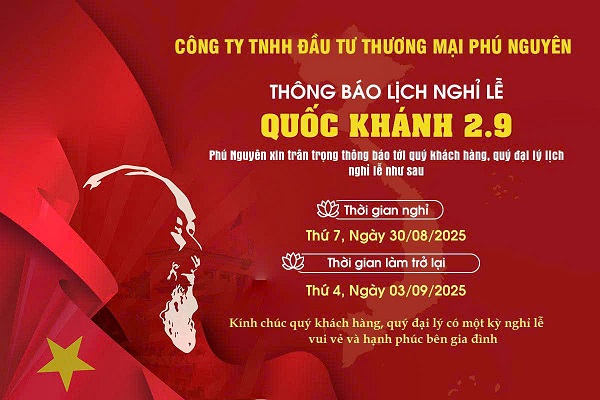Lịch nghỉ lễ quốc khánh 2/9/ 2025 tại Phú Nguyên 