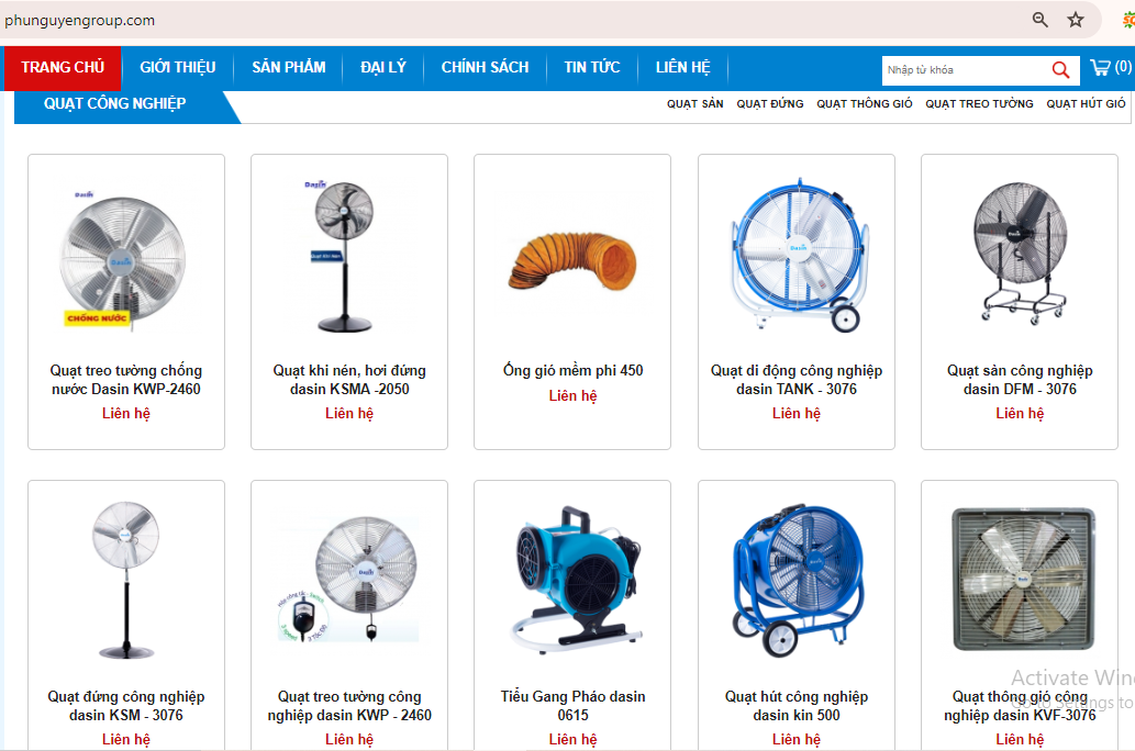 Địa chỉ quạt công nghiệp Dasin ở Hải phòng, Quảng Ninh 