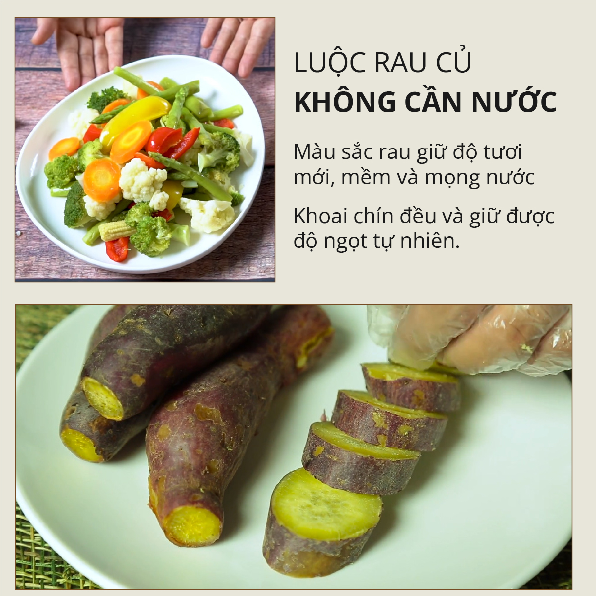 luộc rau củ nồi cơm điện 