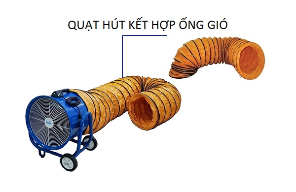 Nối ống với quạt gió hút Dasin 